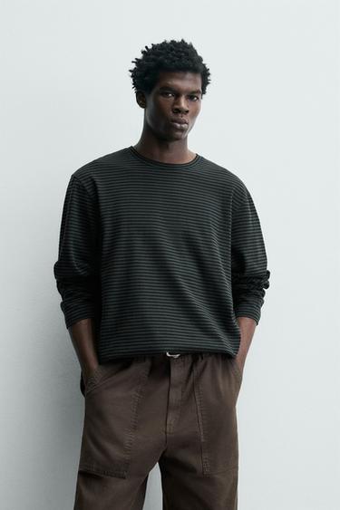 WASHED STRIPED T-SHIRT - Grey by Zara