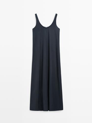 Zara Flowing flared dress with straps - Blue - Image 0