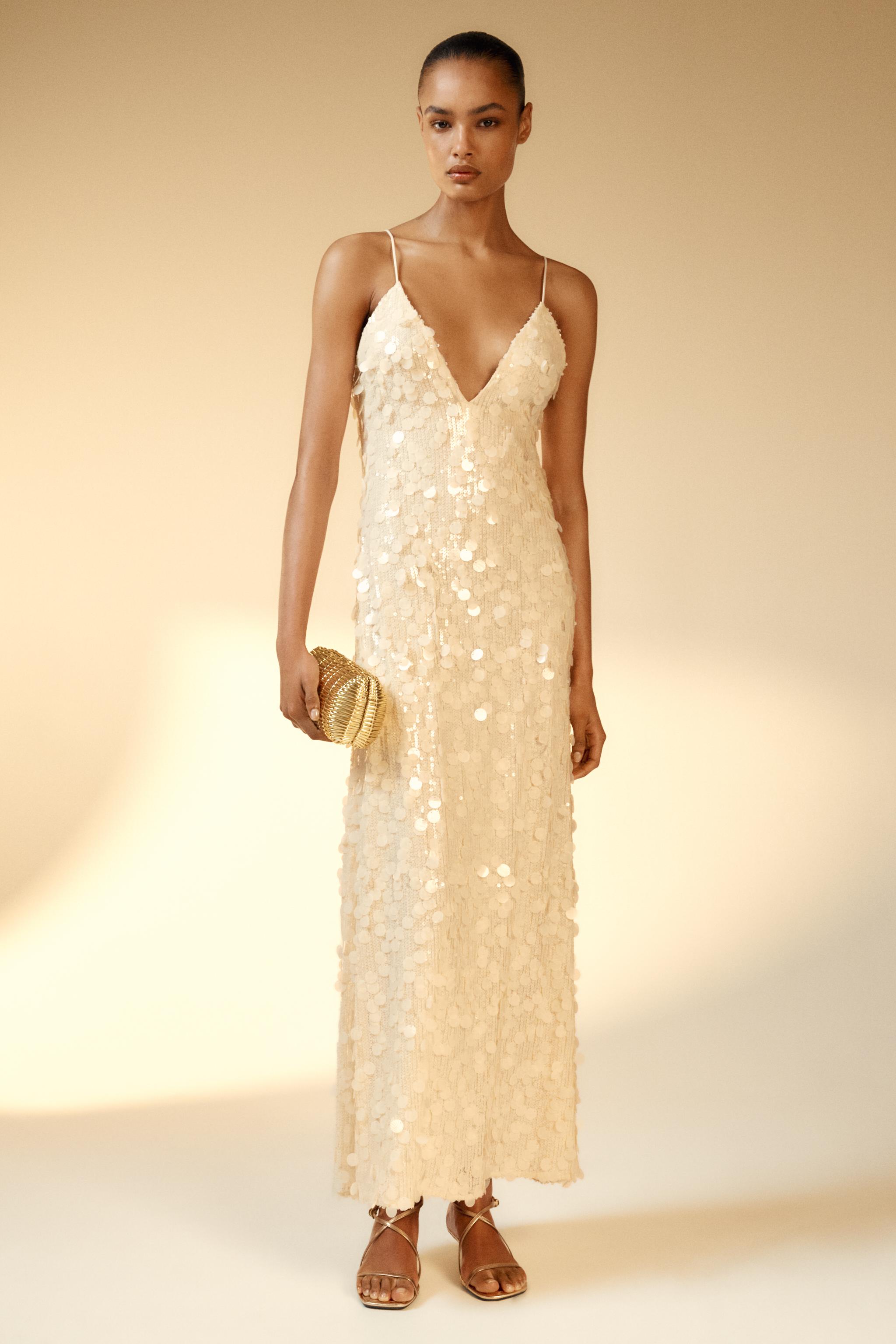 LONG SEQUINNED DRESS - Vanilla | ZARA Australia LONG SEQUINNED DRESS - Vanilla | ZARA Australia