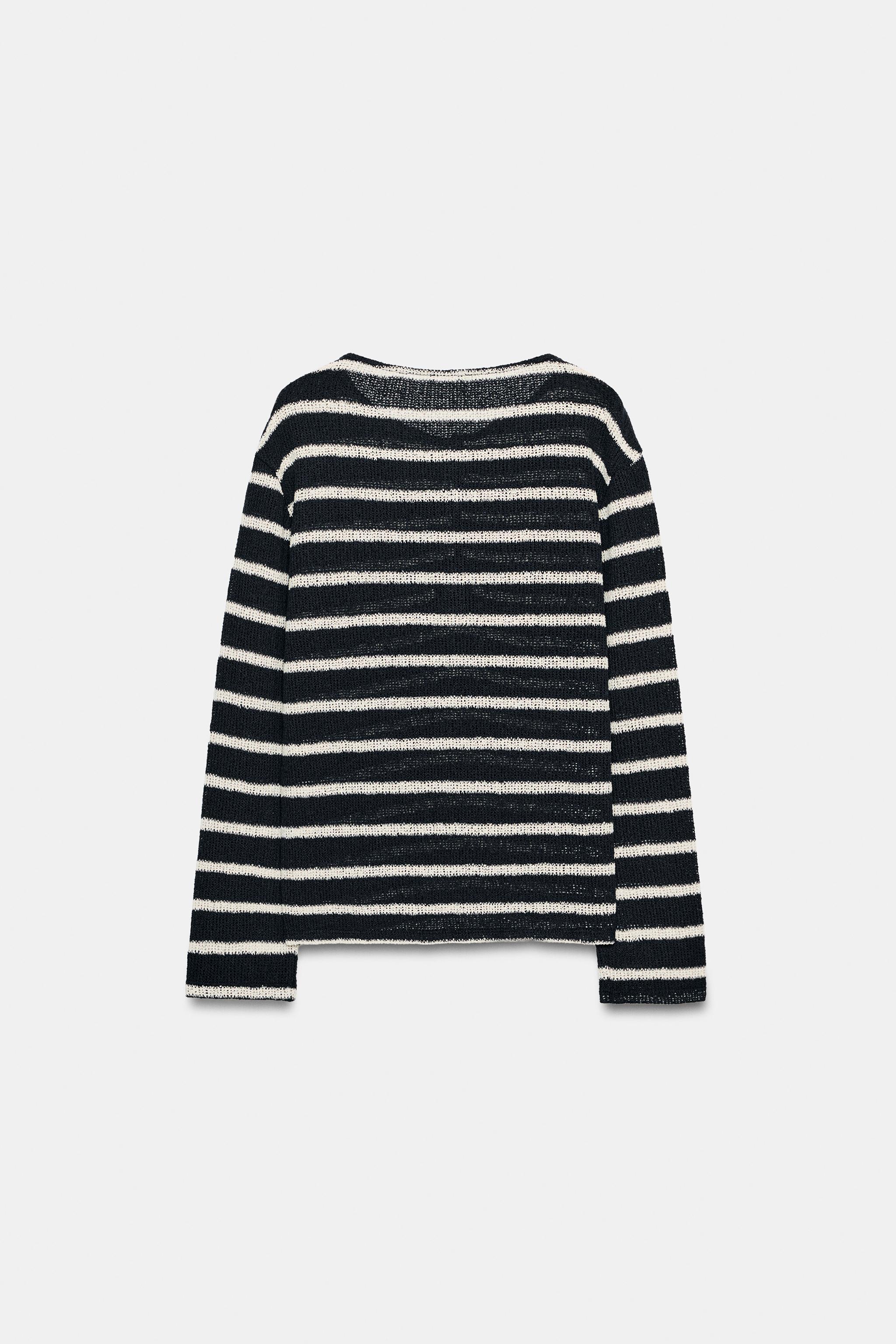 Zara ÇİZGİLİ DÜĞMELİ YAKA T-SHIRT görsel 7