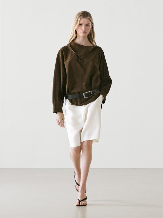 Long linen Bermuda shorts from Zara - $180