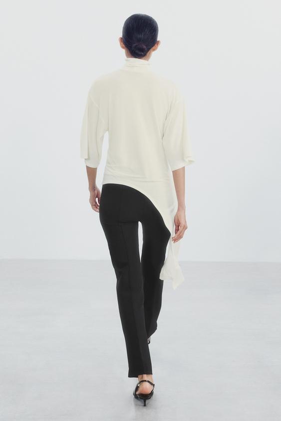 TOP ASYMÉTRIQUE AVEC PLIS - Écru de Zara - Image 2