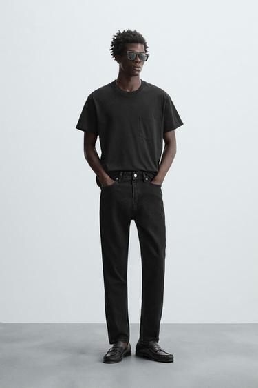 SLIM FIT TAPERED JEANS - Black by Zara