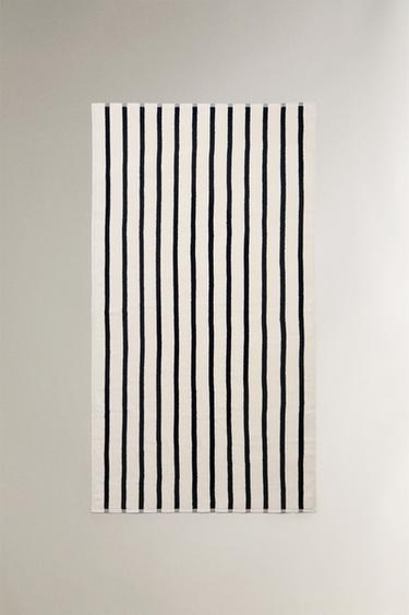 TOALLA PLAYA ALGODÓN RAYAS - Crudo / Marino de Zara