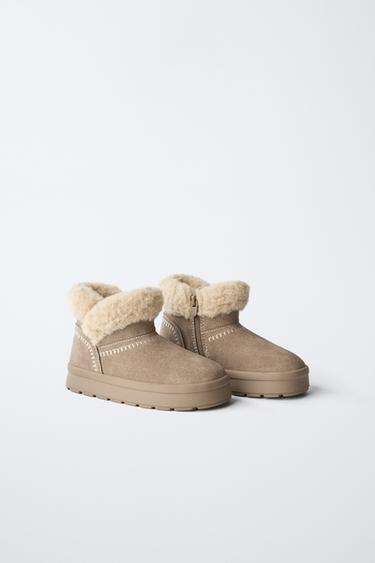 WINTER LEATHER BOOTS - Taupe Grey by Zara