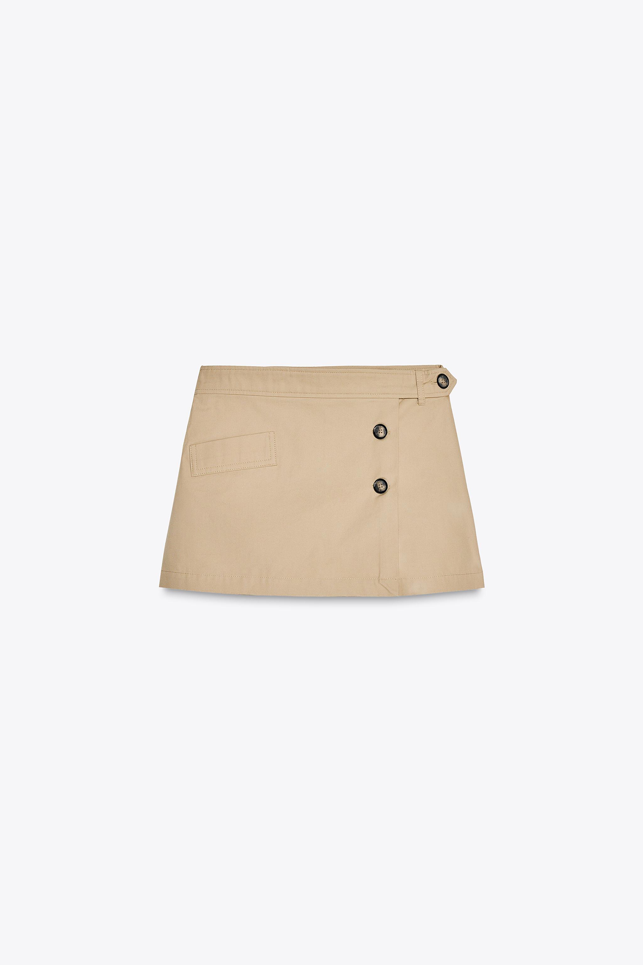 SPLIT SKIRT WITH BUTTONS - Straw | ZARA United States