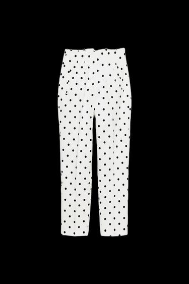 PANTALÓN TIRO ALTO LUNARES - Blanco / Negro de Zara