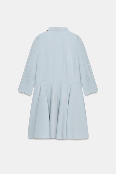 ZW COLLECTION PLEATED SHIRT DRESS - Light blue by Zara - Image 6