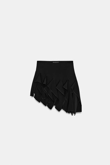 ZW COLLECTION SHORT RUFFLED SKIRT - Black by Zara - Image 6
