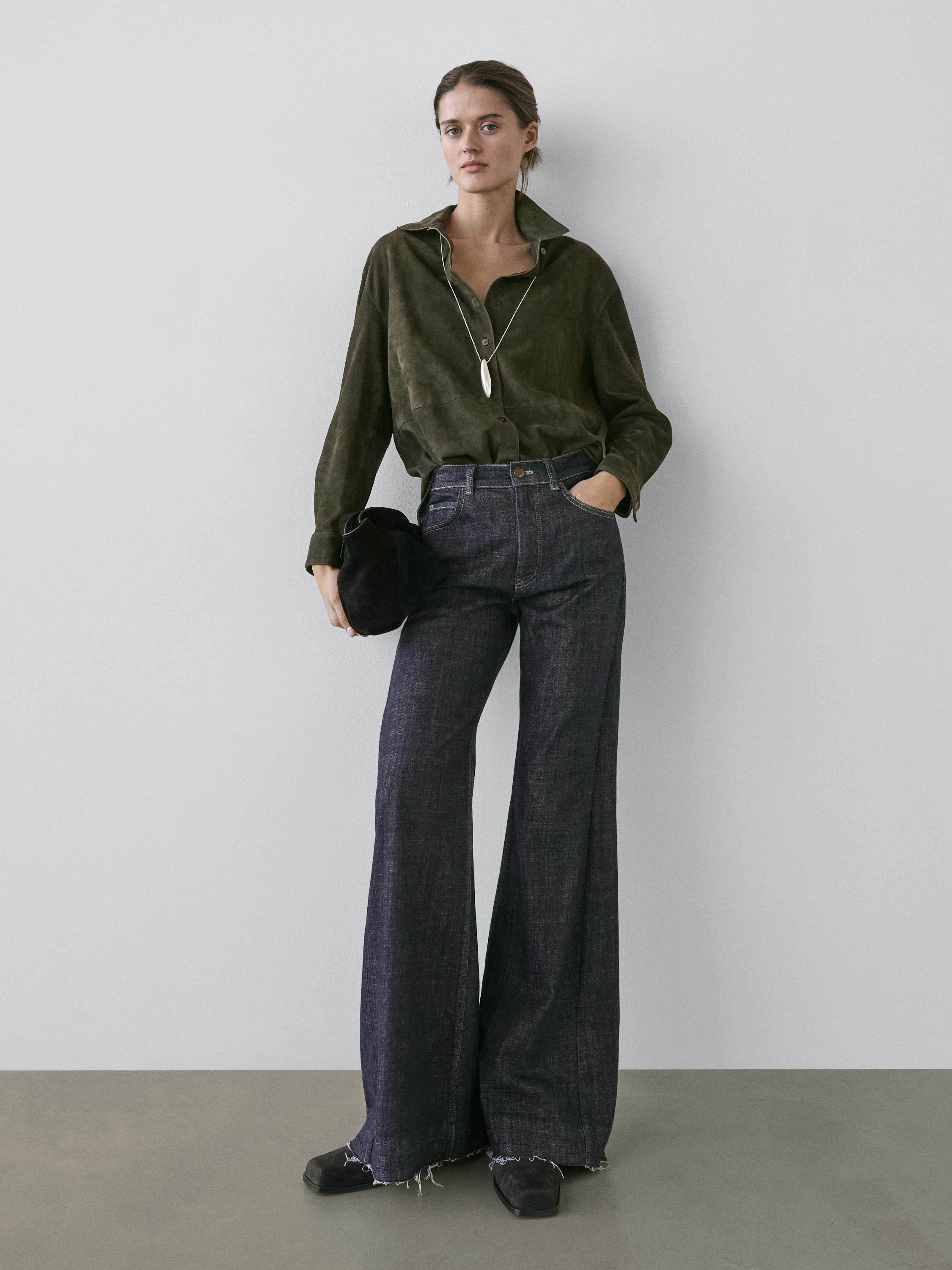 Flared high-waist jeans