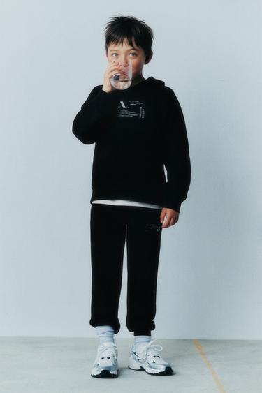 Zara REFLECTIVE LOGO SPORTY HOODIE - Black