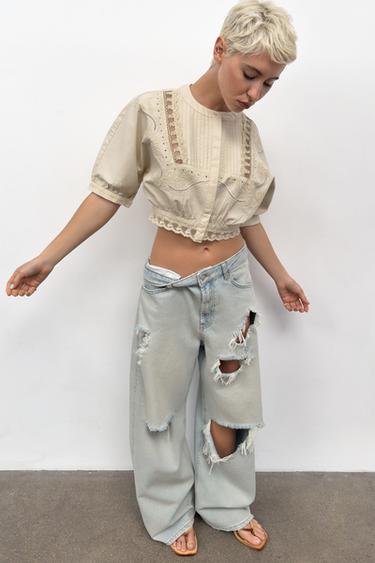 TRF MID-WAIST BAGGY JEANS - Light blue by Zara