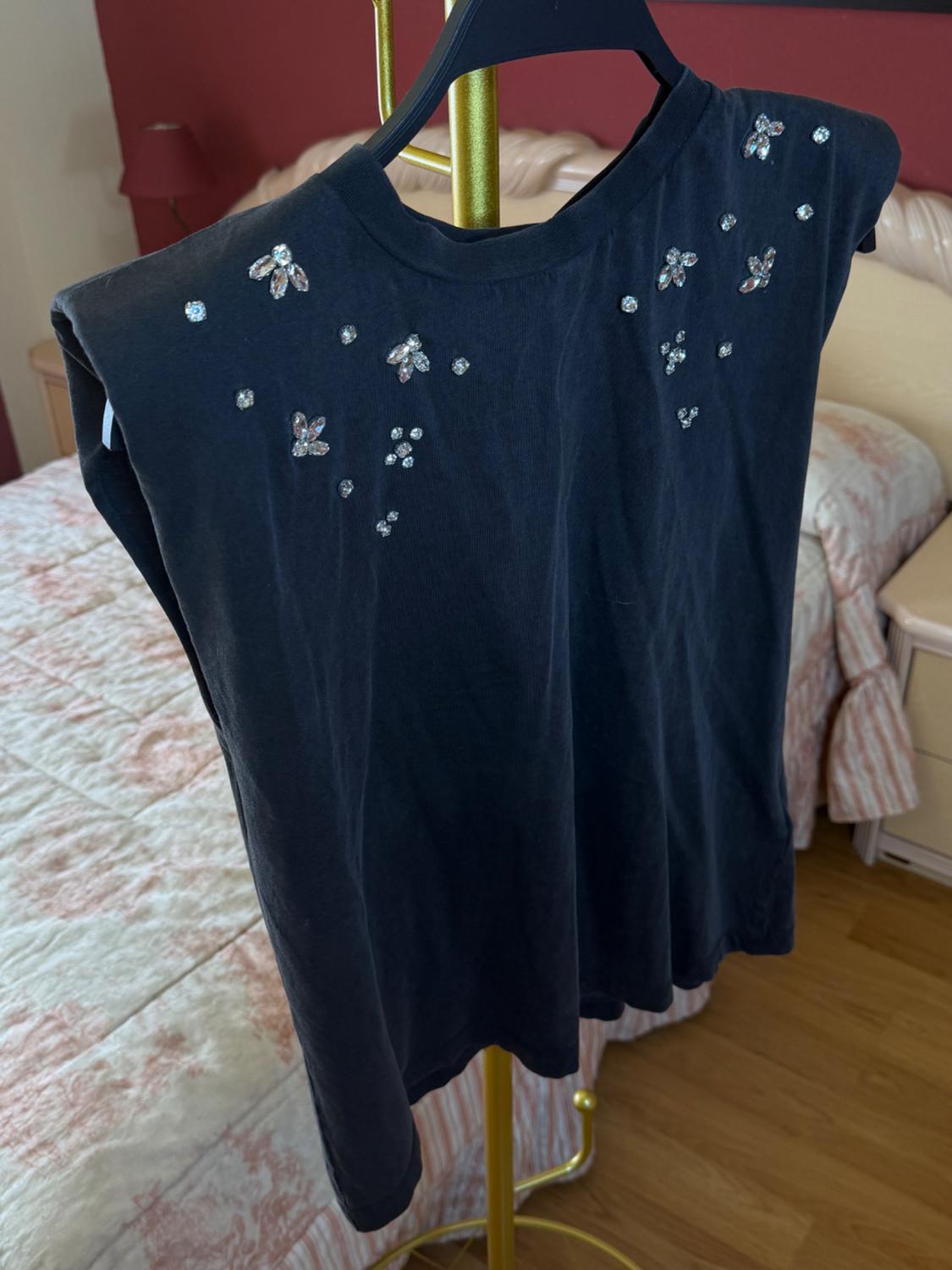 JEWEL SHOULDER PAD FADED-EFFECT T-SHIRT - Image 5