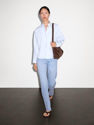 Camisa popelín 100% algodón - Celeste de Zara - Imagen 0