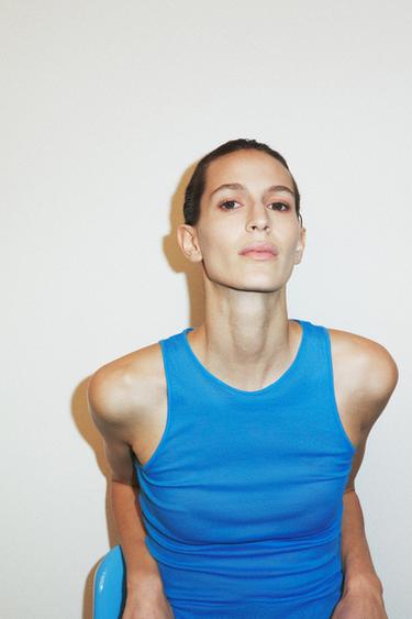 SUPIMA® SLEEVELESS TOP - Electric blue by Zara