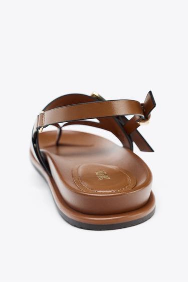 STRAPPY BUCKLE SANDALS - Brown by Zara - Image 4