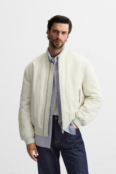 QUILTED BOMBER JACKET - Ecru by Zara