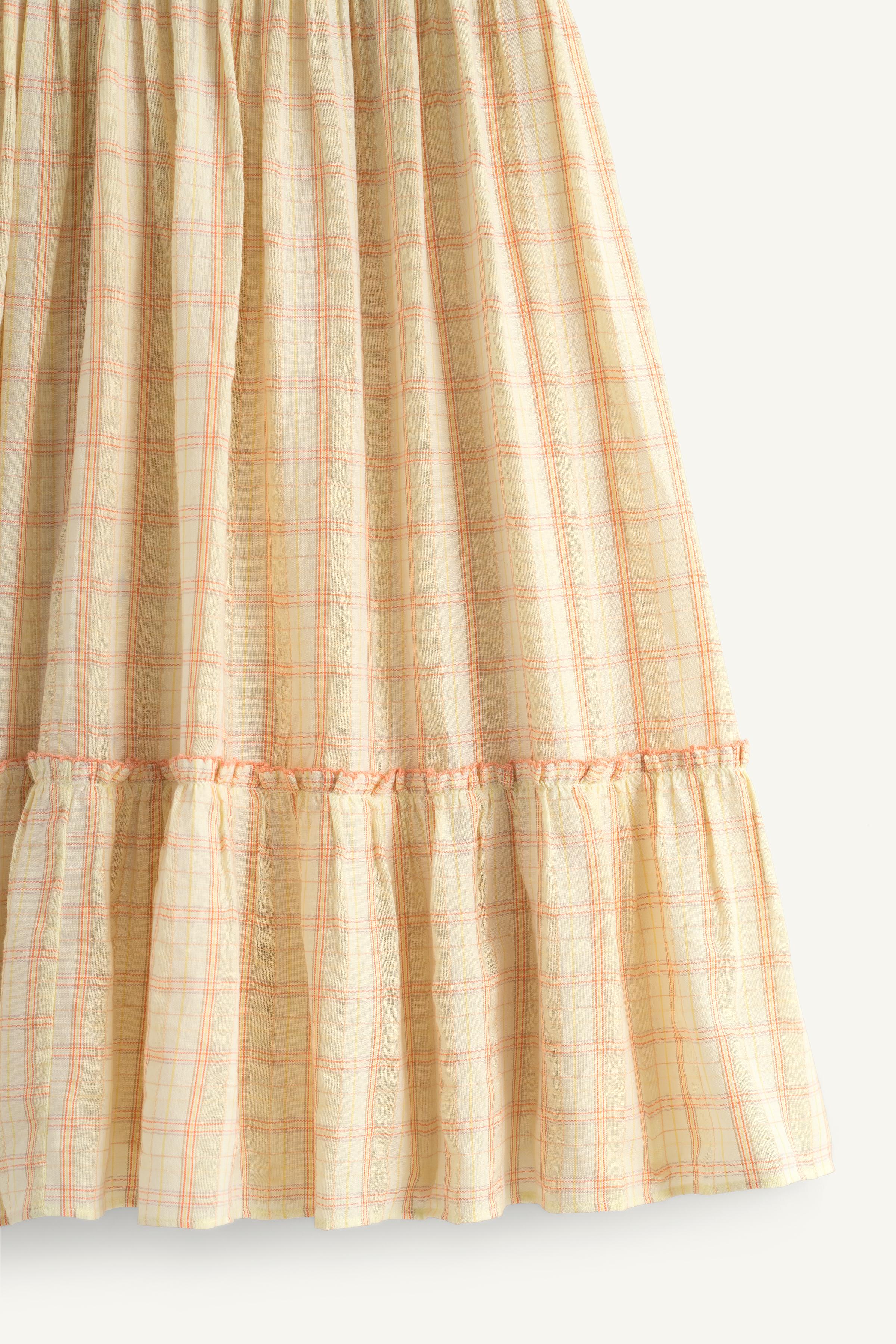 LIMITED EDITION LONG PLAID DRESS WITH EMBROIDERED FLOWERS