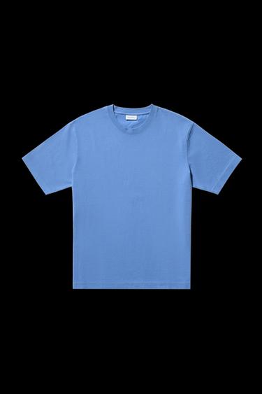 Zara HEAVYWEIGHT SHORT SLEEVE T-SHIRT - Faded blue