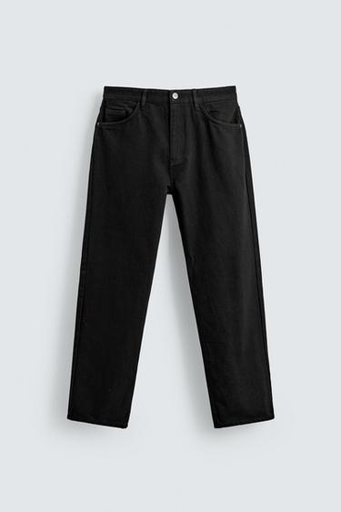 REGULAR FIT COTTON TROUSERS - Black by Zara