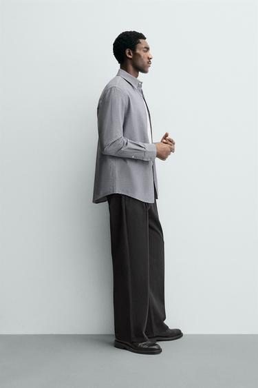 CHEMISE À CARREAUX EN COTON - Bleu / Blanc de Zara - Image 3