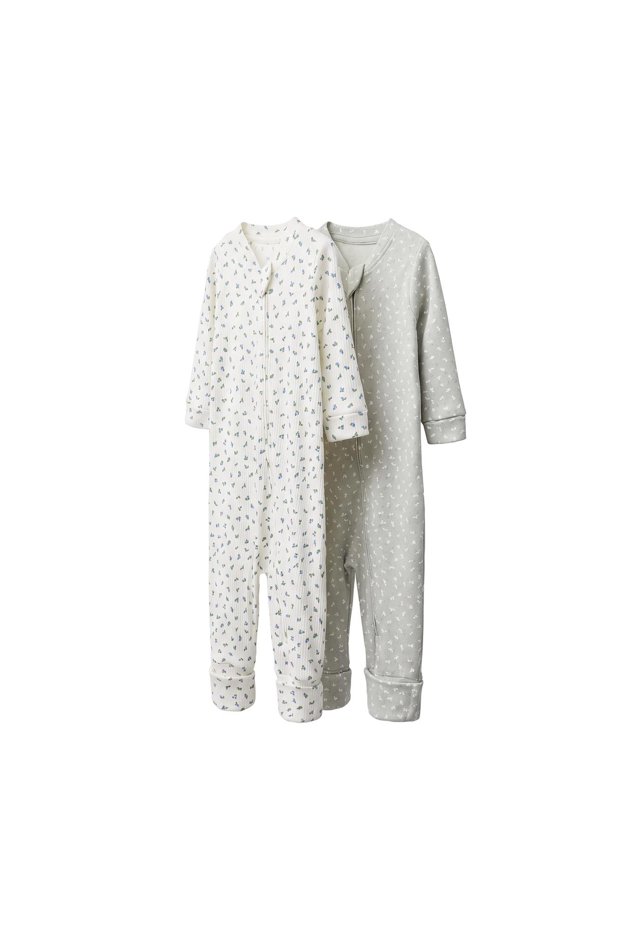 2-PACK OF CONVERTIBLE FOOTED FLORAL SLEEPSUITS