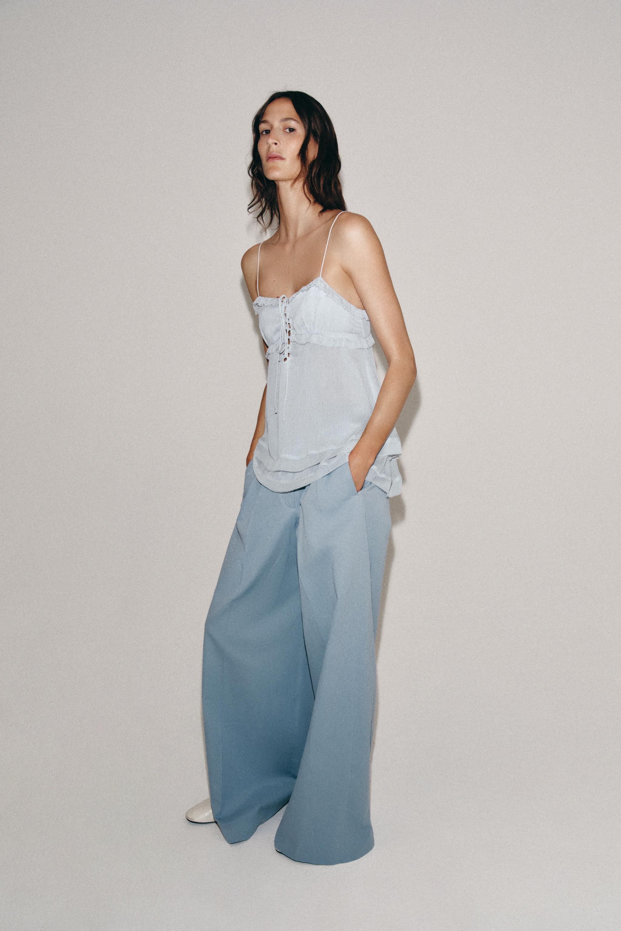 フリルディテールトップス ZW COLLECTION - ライトブルー | ZARA Japan