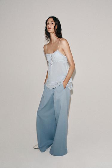 Zara 荷葉邊上衣 ZW COLLECTION - 淡藍色 - 圖片 0