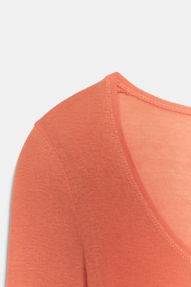 T-SHIRT SUPIMA® MANCHES TROIS QUARTS - Mandarine de Zara - Image 4