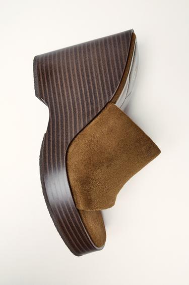 SUEDE PLATFORM WEDGES - Brown by Zara