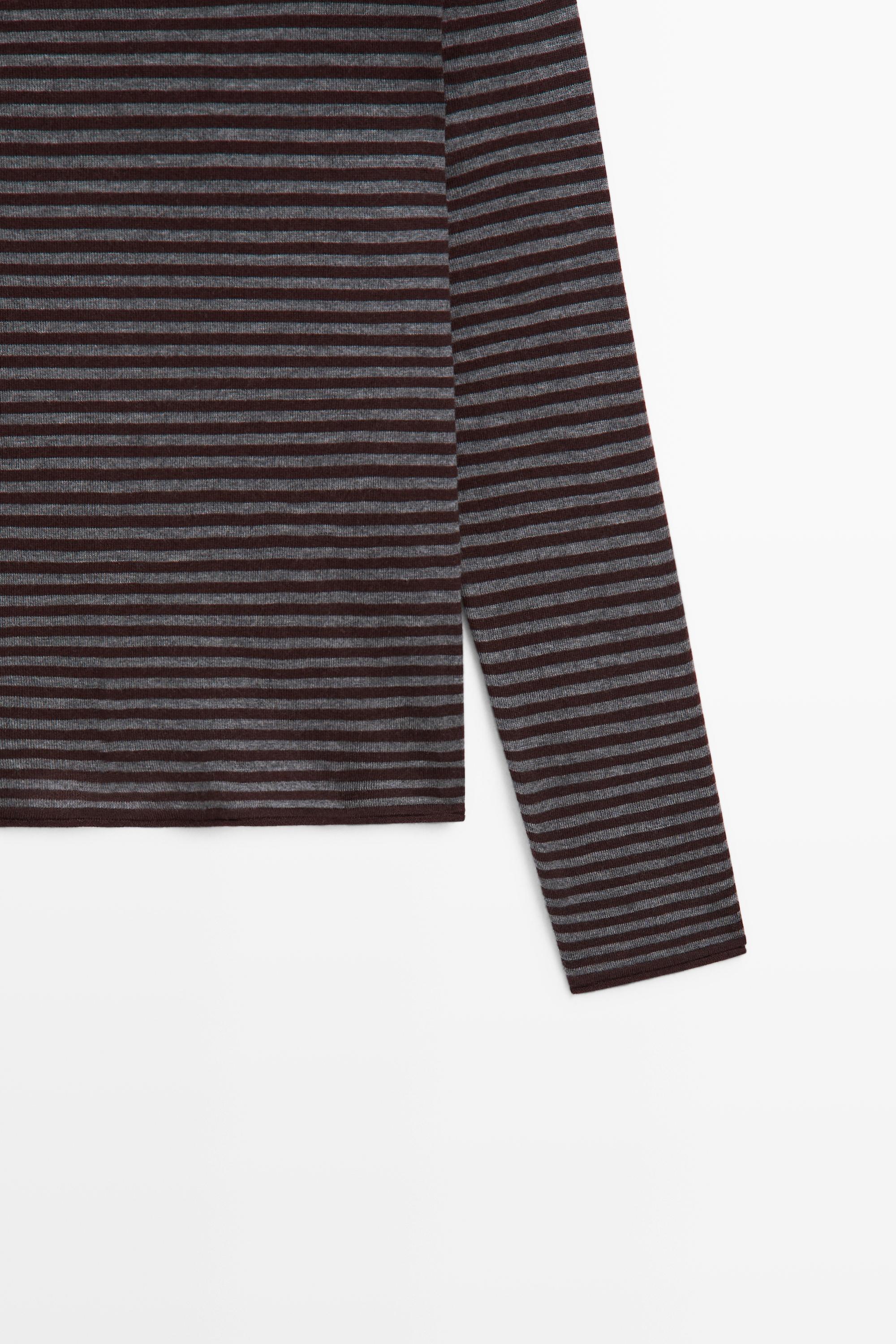 Striped knit sweater with mock turtleneck
