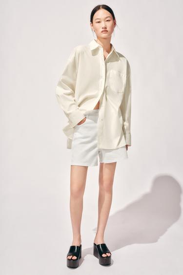 Z1975 MOM-FIT HIGH-WAIST SHORTS - White by Zara