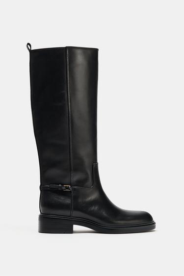 BOTTES D'ÉQUITATION EN CUIR - Noir de Zara