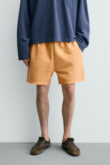 WASHED RELAXED FIT JOGGER BERMUDA SHORTS - Orange by Zara