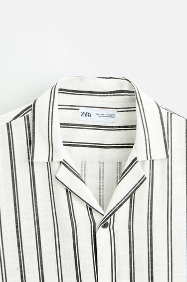 STRIPED TEXTURED SHIRT - White by Zara - Image 7