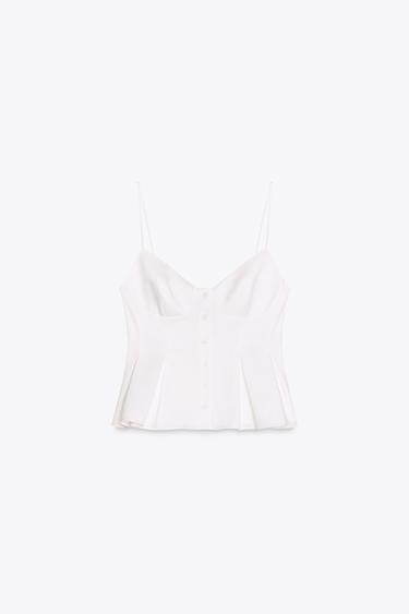 PLEATED POPLIN TOP - White by Zara - Image 2