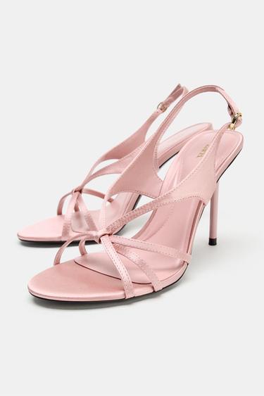 SANDALES À TALONS EFFET SATINÉ - Rose de Zara - Image 1