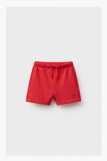 Zara TEXT PLUSH SHORTS - Red