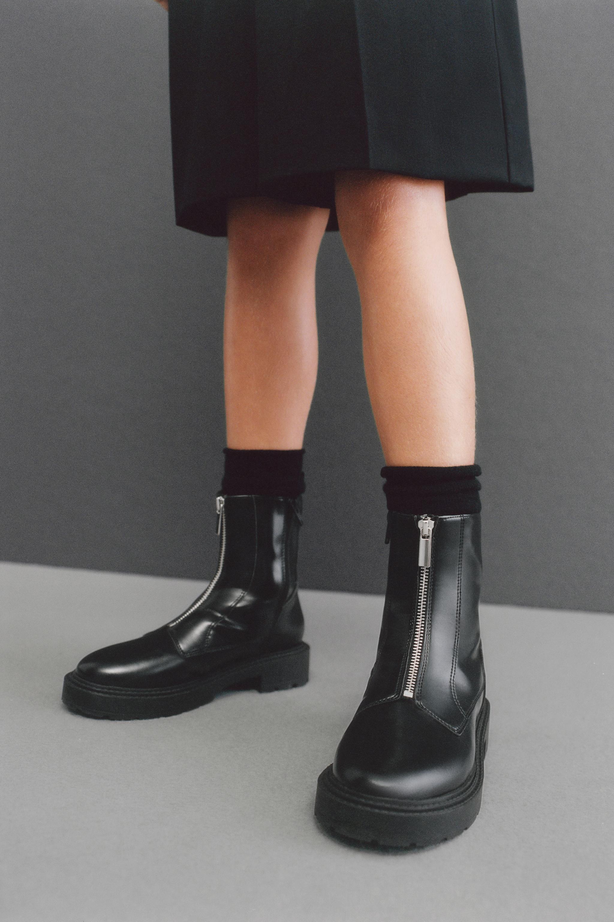 Zara Zippered Ankle Boots Black Kids