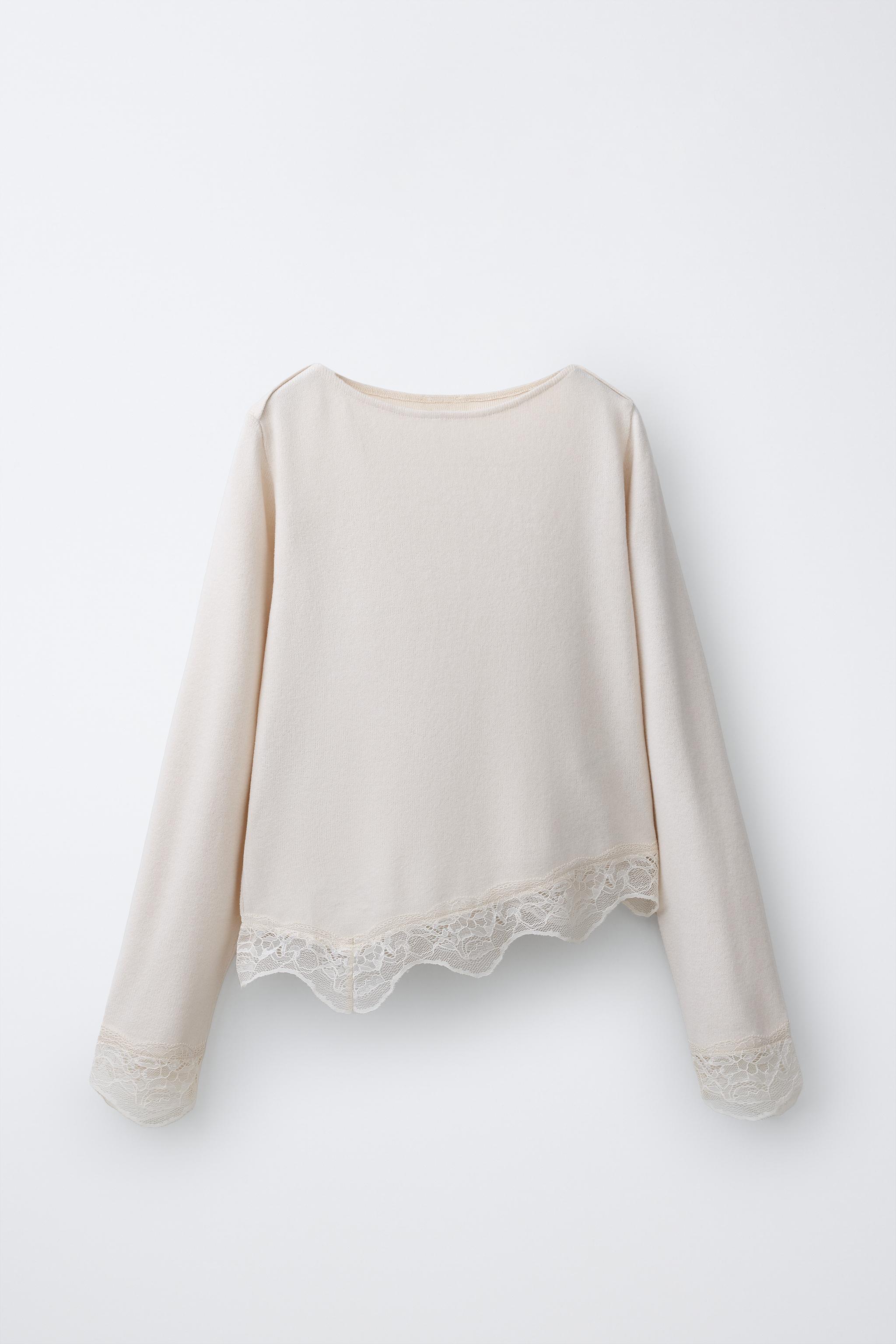 SOFT TOUCH LACE T-SHIRT - Ecru | ZARA South Africa