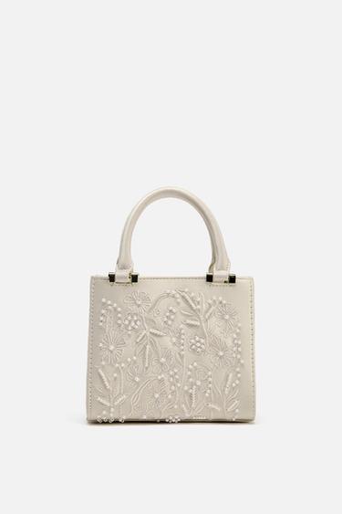 SATIN-EFFECT PEARL HANDBAG - Ecru by Zara