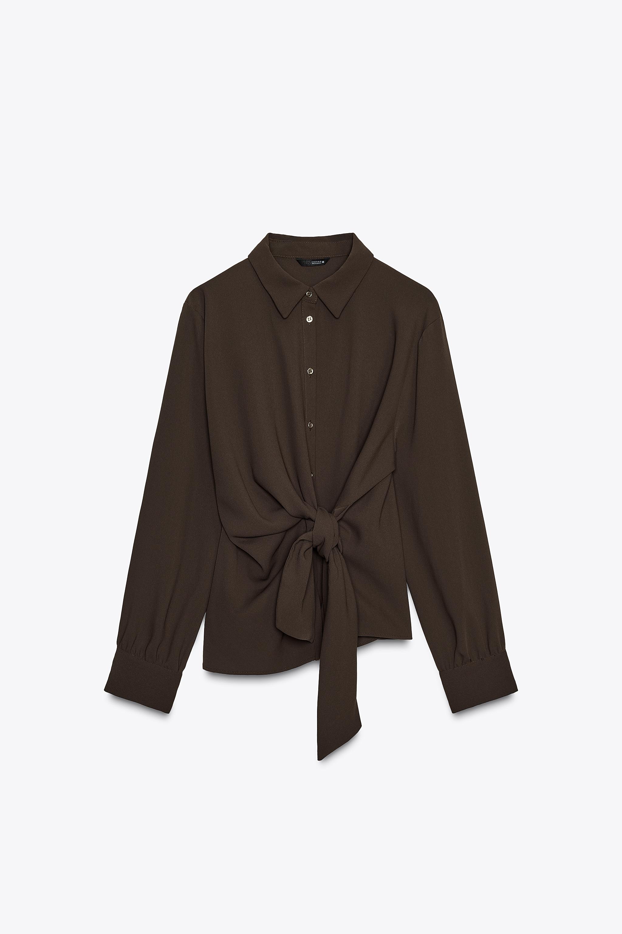 KNOTTED CREPE SHIRT - Brown | ZARA United States