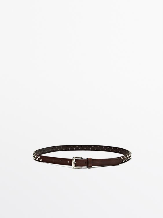 Nappa leather belt with stud details from Zara - $130