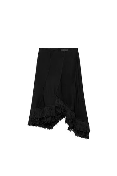GONNA ASIMMETRICA CON FRANGE - THE ITEM - Nero di Zara