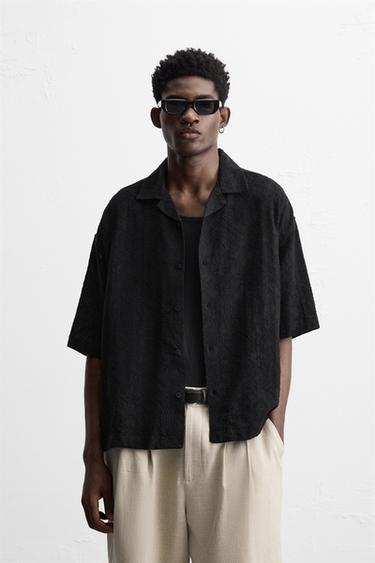 RELAXED FIT JACQUARD SHIRT - Black by Zara