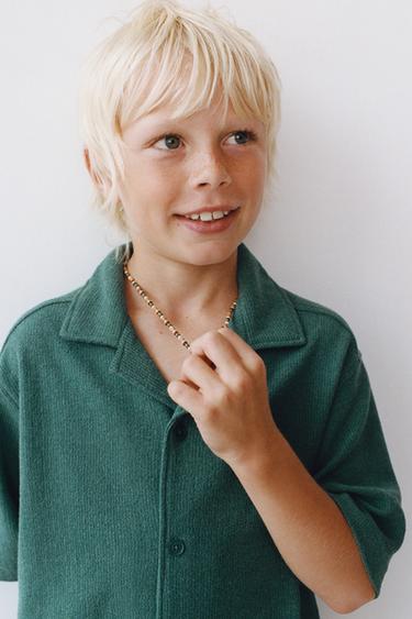 RUSTIC TOWEL EFFECT BOWLING SHIRT - Bottle green by Zara