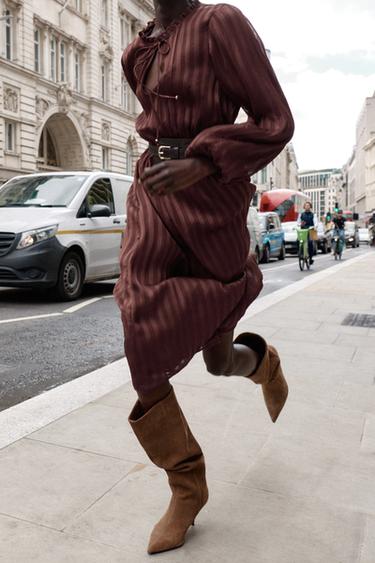 MIDI DRESS WITH BELT - Brick by Zara - Image 4