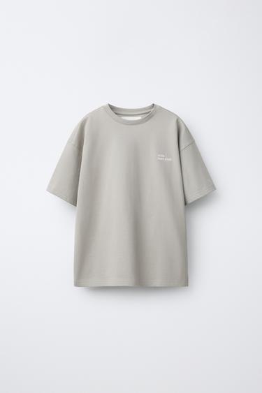HEAVY WEIGHT SLOGAN T-SHIRT - Mid-grey by Zara