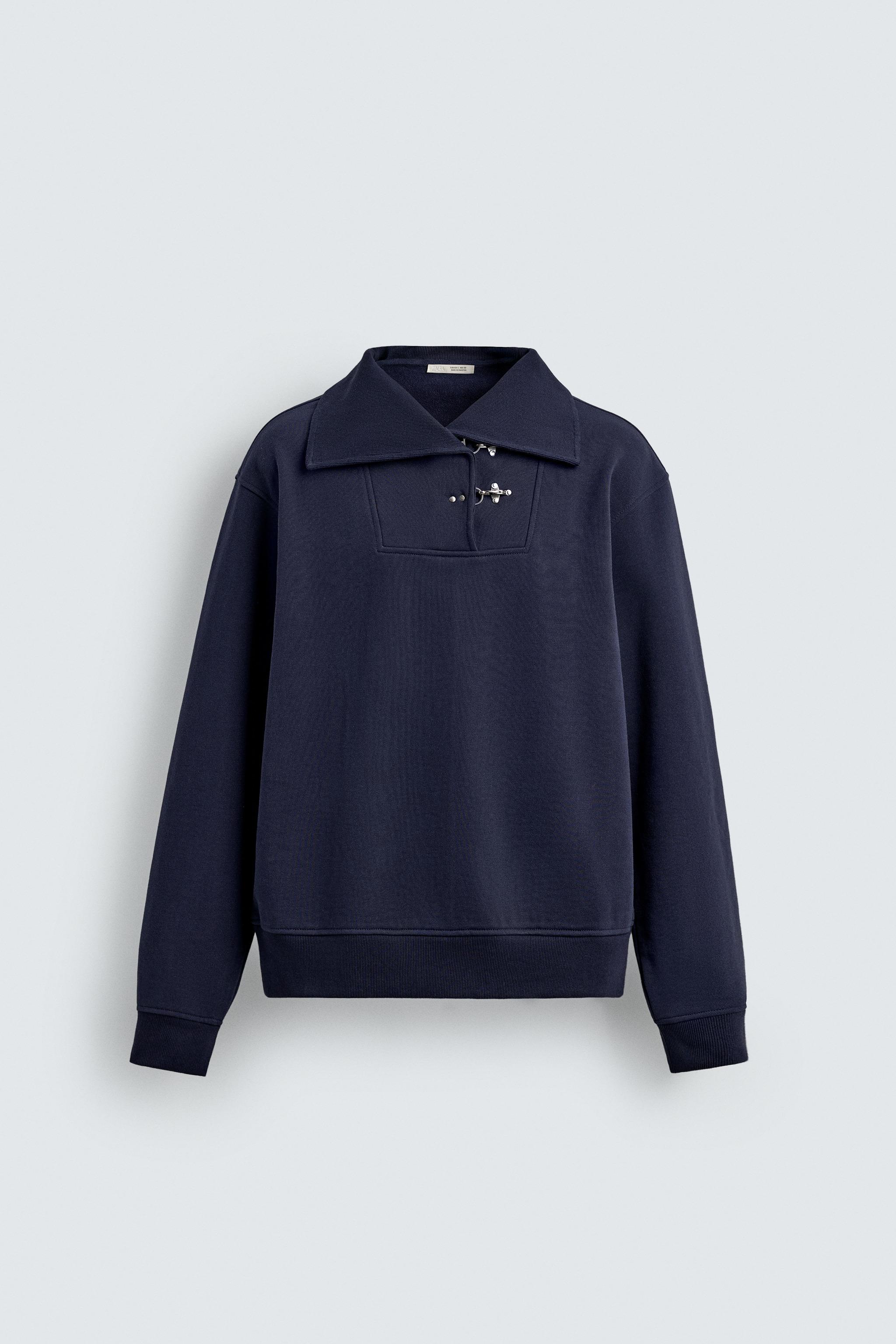RELAXED FIT FIREMAN CLASP SWEATSHIRT - Navy blue | ZARA South Africa