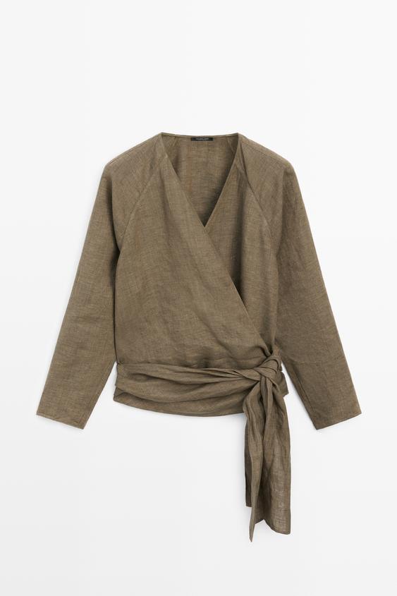 100% linen shirt with tie detail from Zara - $160